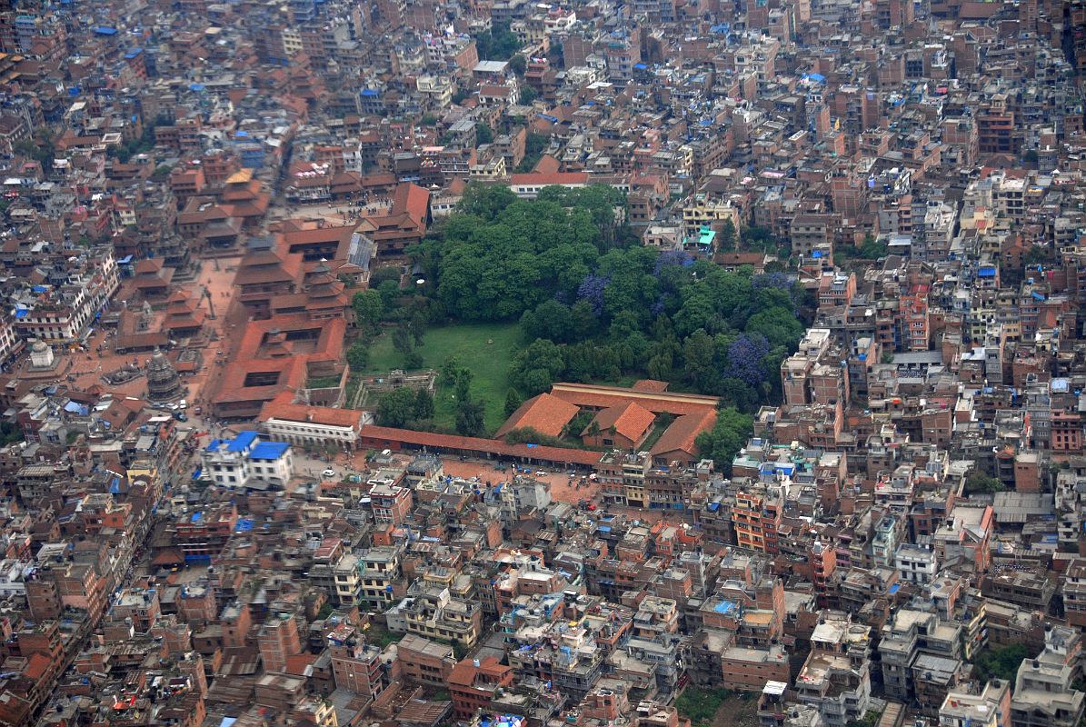 Kathmandu Patan Durbar Square 01 From Plane Patan�s Durbar Square is the heart of Patan and is filled with monuments, temples and statues, probably the best Newari architecture in Nepal. The square rose to prominence between 16C to 18C during the Malla period. On the right is the Patan�s Royal Palace.